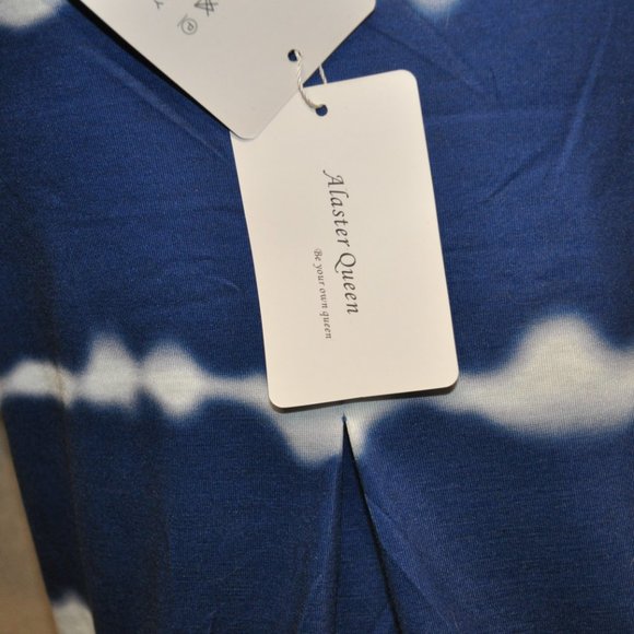 🐯 Alaster Queen NWT blue & white tie dye dress with pockets size SMALL (30) - Picture 8 of 13